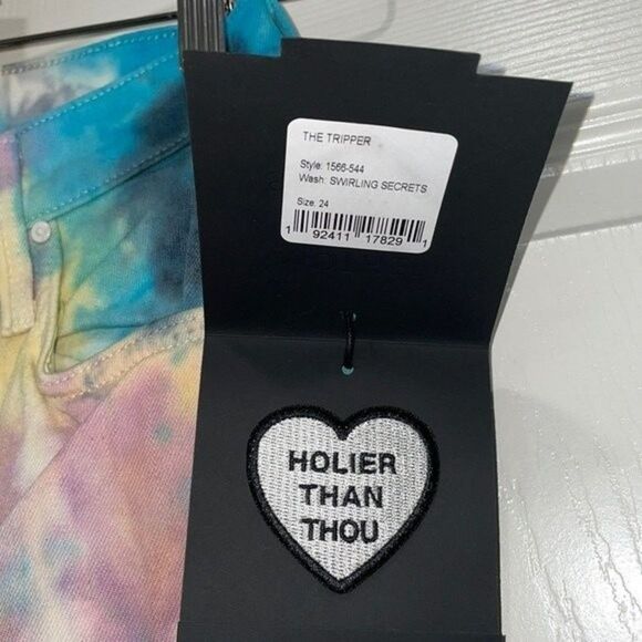 MOTHER The Tripper High Rise Crop Bootcut Tie-Dye Jeans Womens Size 24 - Picture 10 of 10